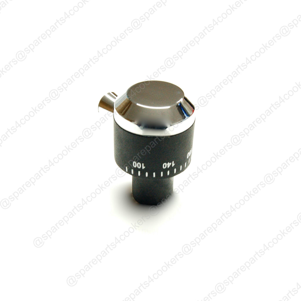 RANGEMASTER Classic Deluxe Thermostat Control Knob - Black/Chrome P051329 P037471 - spareparts4cookers.com